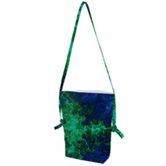 Abstract Green And Blue Techno Pattern Folding Shoulder Bag by SpinnyChairDesigns