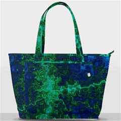 Abstract Green And Blue Techno Pattern Back Pocket Shoulder Bag  by SpinnyChairDesigns