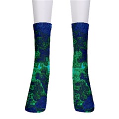 Abstract Green And Blue Techno Pattern Men s Crew Socks by SpinnyChairDesigns