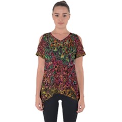 Stylish Fall Colors Camouflage Cut Out Side Drop Tee by SpinnyChairDesigns