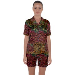 Stylish Fall Colors Camouflage Satin Short Sleeve Pyjamas Set by SpinnyChairDesigns