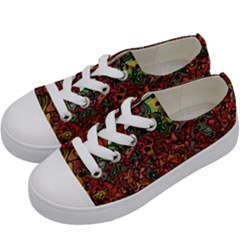 Stylish Fall Colors Camouflage Kids  Low Top Canvas Sneakers by SpinnyChairDesigns