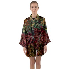 Stylish Fall Colors Camouflage Long Sleeve Satin Kimono by SpinnyChairDesigns