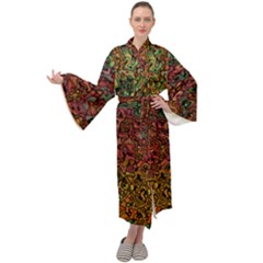 Stylish Fall Colors Camouflage Maxi Velour Kimono by SpinnyChairDesigns