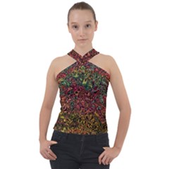 Stylish Fall Colors Camouflage Cross Neck Velour Top by SpinnyChairDesigns