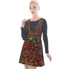 Stylish Fall Colors Camouflage Plunge Pinafore Velour Dress by SpinnyChairDesigns