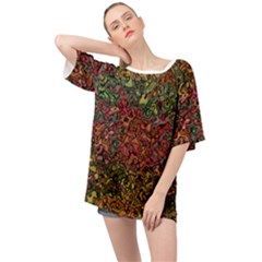 Stylish Fall Colors Camouflage Oversized Chiffon Top by SpinnyChairDesigns