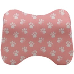 Animal Cat Dog Prints Pattern Pink White Head Support Cushion by SpinnyChairDesigns