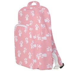 Animal Cat Dog Prints Pattern Pink White Double Compartment Backpack by SpinnyChairDesigns