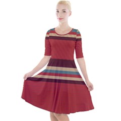 Retro Aesthetic Quarter Sleeve A-line Dress by tmsartbazaar