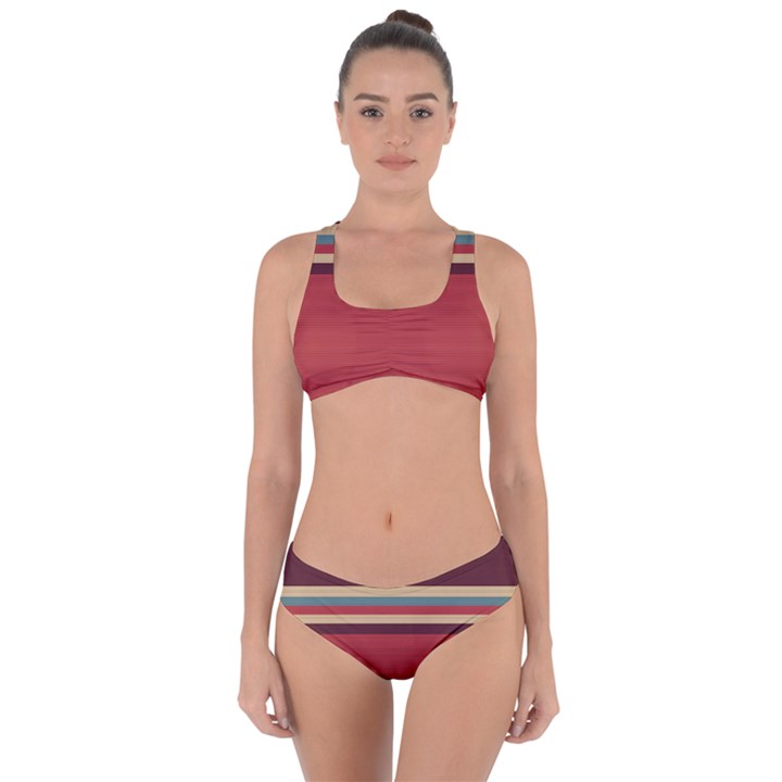 Retro Aesthetic Criss Cross Bikini Set