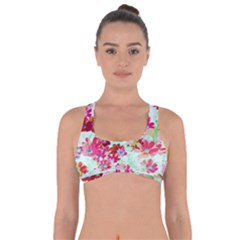  Cosmos Flowers Red Got No Strings Sports Bra by DinkovaArt