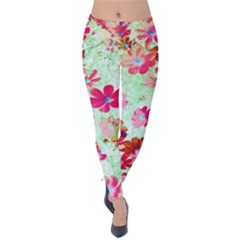  Cosmos Flowers Red Velvet Leggings