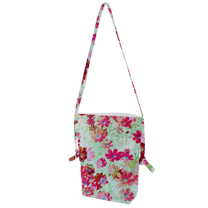  Cosmos Flowers Red Folding Shoulder Bag