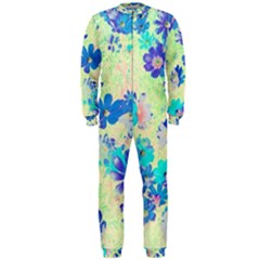 Cosmos Flowers Blue Onepiece Jumpsuit (men)  by DinkovaArt