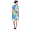 Cosmos Flowers blue Short Sleeve Front Wrap Dress View2