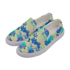 Cosmos Flowers Blue Women s Canvas Slip Ons by DinkovaArt