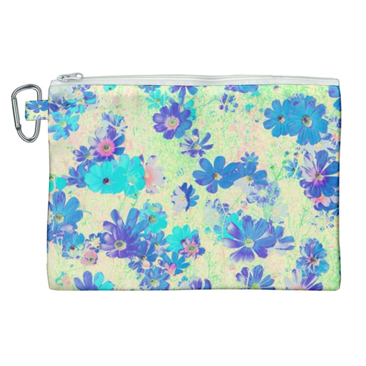 Cosmos Flowers blue Canvas Cosmetic Bag (XL)