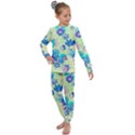 Cosmos Flowers blue Kids  Long Sleeve Set  View1