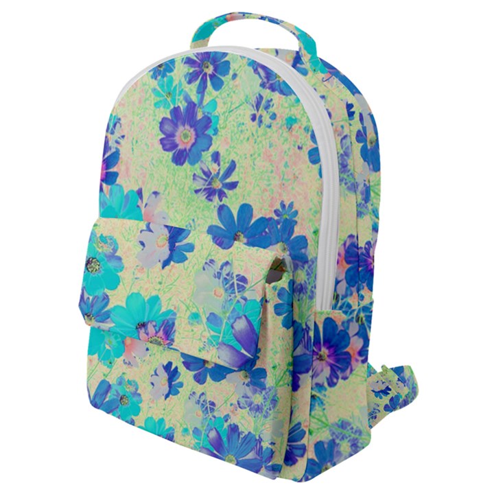 Cosmos Flowers blue Flap Pocket Backpack (Small)