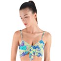 Cosmos Flowers blue Woven Tie Front Bralet View1