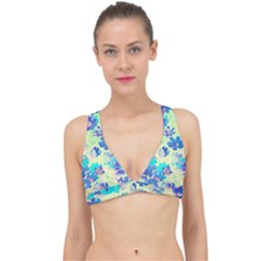 Cosmos Flowers Blue Classic Banded Bikini Top by DinkovaArt