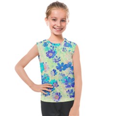 Cosmos Flowers Blue Kids  Mesh Tank Top