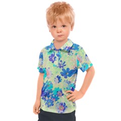 Cosmos Flowers Blue Kids  Polo Tee