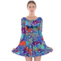 Cosmos Flowers Blue Red Long Sleeve Skater Dress View1