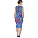 Cosmos Flowers Blue Red Sleeveless Velvet Midi Dress View2