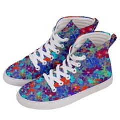 Cosmos Flowers Blue Red Men s Hi-top Skate Sneakers by DinkovaArt