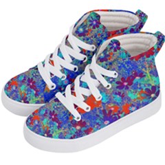 Cosmos Flowers Blue Red Kids  Hi-top Skate Sneakers by DinkovaArt