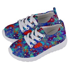 Cosmos Flowers Blue Red Kids  Lightweight Sports Shoes by DinkovaArt