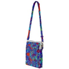 Cosmos Flowers Blue Red Multi Function Travel Bag by DinkovaArt