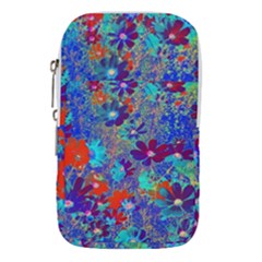 Cosmos Flowers Blue Red Waist Pouch (large) by DinkovaArt