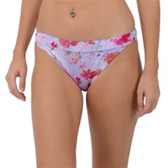 Cosmos Flowers Pink Band Bikini Bottom by DinkovaArt