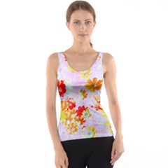 Cosmos Flowers Orange Tank Top by DinkovaArt