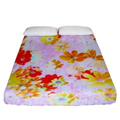 Cosmos Flowers Orange Fitted Sheet (california King Size) by DinkovaArt