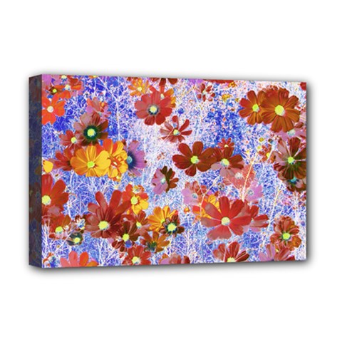 Cosmos Flowers Brown Deluxe Canvas 18  X 12  (stretched) by DinkovaArt