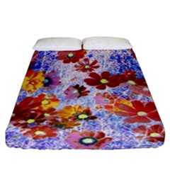 Cosmos Flowers Brown Fitted Sheet (california King Size) by DinkovaArt