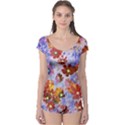 Cosmos Flowers Brown Boyleg Leotard  View1