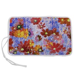 Cosmos Flowers Brown Pen Storage Case (m)