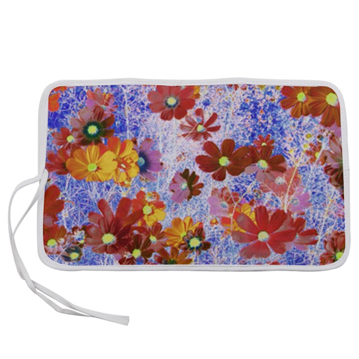 Cosmos Flowers Brown Pen Storage Case (M)