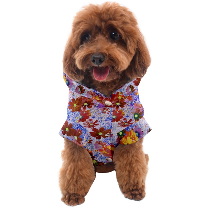 Cosmos Flowers Brown Dog Coat