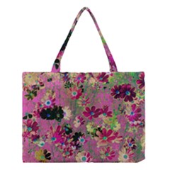 Cosmos Flowers Dark Red Medium Tote Bag by DinkovaArt