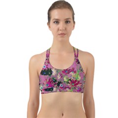 Cosmos Flowers Dark Red Back Web Sports Bra by DinkovaArt