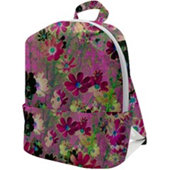 Cosmos Flowers Dark Red Zip Up Backpack by DinkovaArt