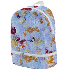 Cosmos Flowers Ligh Blue Zip Bottom Backpack