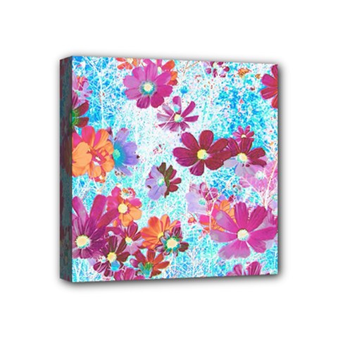 Cosmos Flowers Mini Canvas 4  x 4  (Stretched)