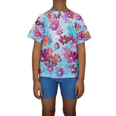 Cosmos Flowers Kids  Short Sleeve Swimwear